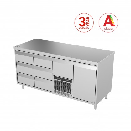 Cooling Counter with 7 Drawers and 1 Door, -5 ... +8 °C